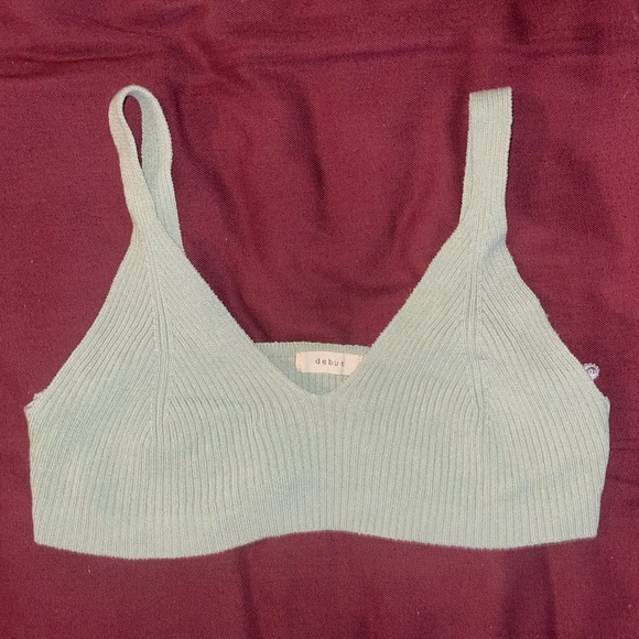 Debut Mint/Light Green Ribbed Knit Bralet - Picture 1 of 3